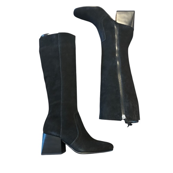 Aqua college Tori Black Waterproof Suede Square Toe Knee High Boots NEW Size 5.5 - Picture 7 of 10